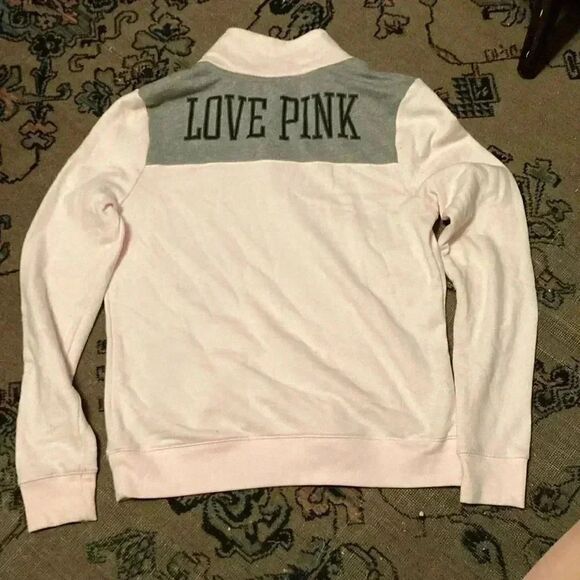 Love pink crew neck half zip size medium - Picture 4 of 5
